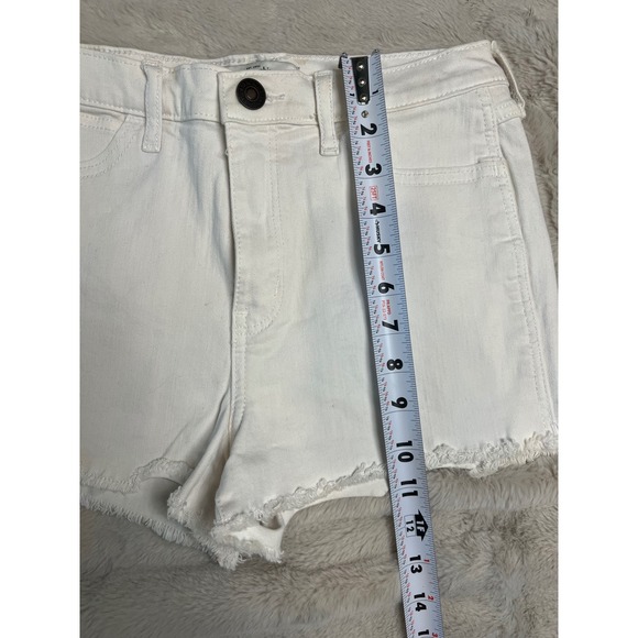 Abercrombie & Fitch Denim Shorts Womens 2 White Good Raw Hem High Rise Stretch - Picture 2 of 5